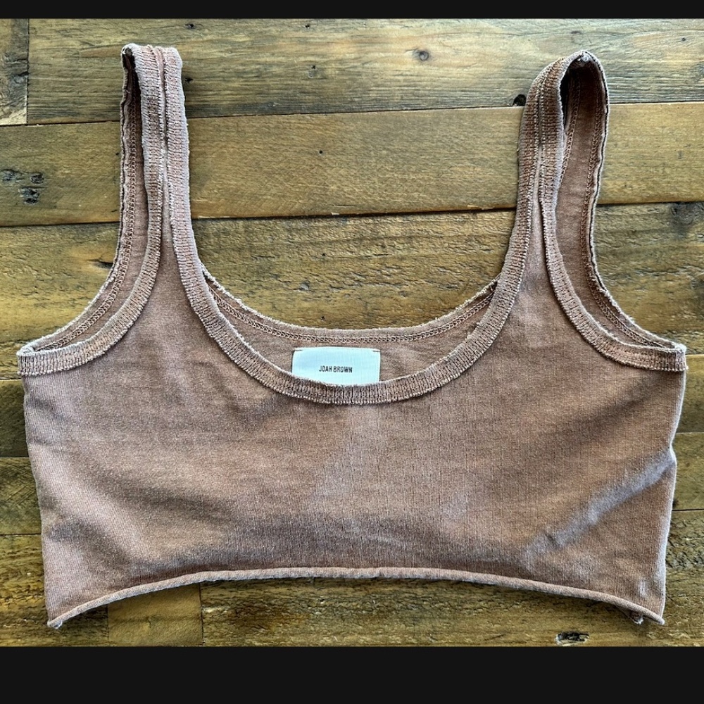 Joah Brown Sporty Crop in Toast Cotton - XS/S